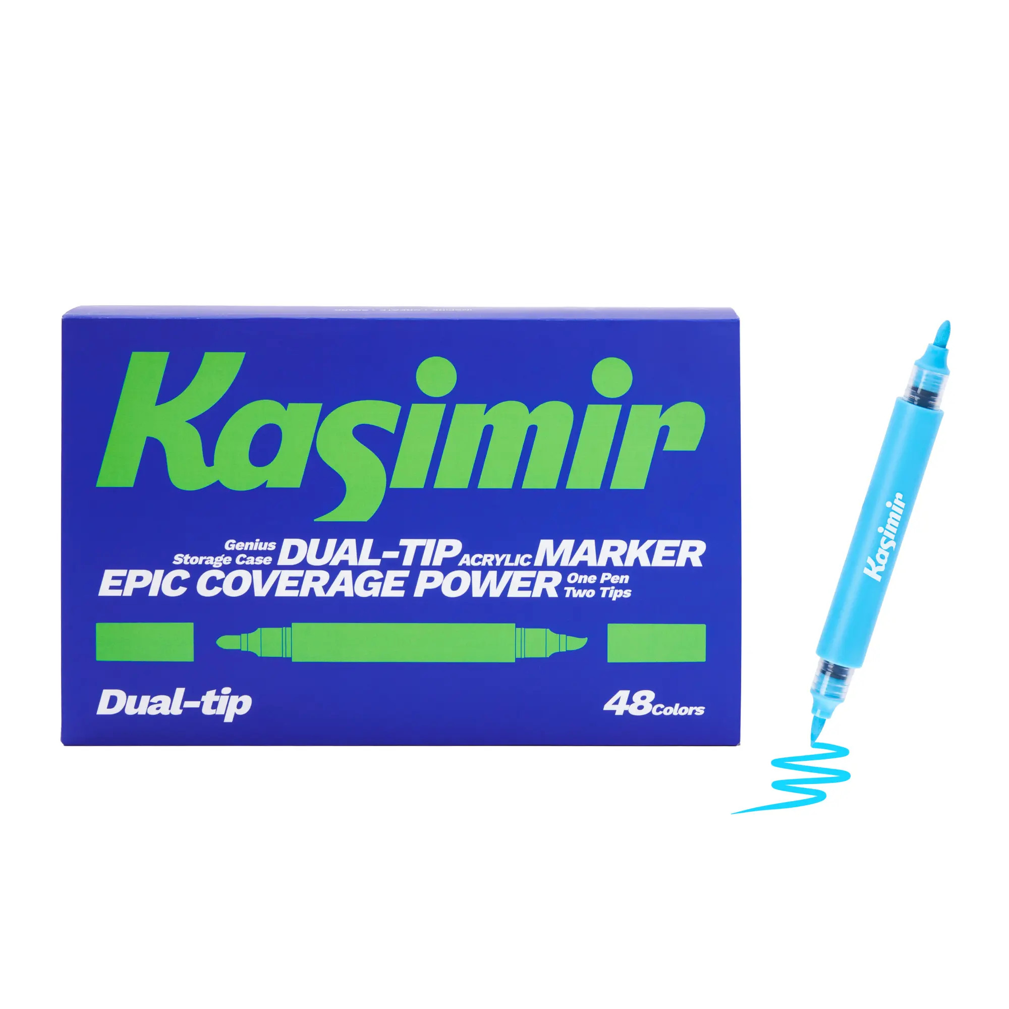 Kasimir Dual-Tip Acrylic Paint Markers Set - Brush Tip & Hard Nib, High Pigment Direct Ink, Extra-Large Capacity, Multi-Surface Use, Premium Storage Case for Classroom Office Stationery