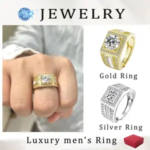 Men’s Modern Adjustable Wedding Ring｜3-Carat Round Cut Cubic Zirconia in Silver or Gold Color｜Exquisite Symbol of Love & Commitment｜Perfect Gift for Engagement, Anniversary & Father’s Day