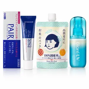 Summer Confidence bundle - Lion Pair Acne Cream 24g Acne Treatment, Ishizawa Lab Keana Rice Mask (10 Sheets) OR Ishizawa Lab Keana Nadeshiko Rice Pack, Biore UV Aqua Rich Aqua Protect Mist