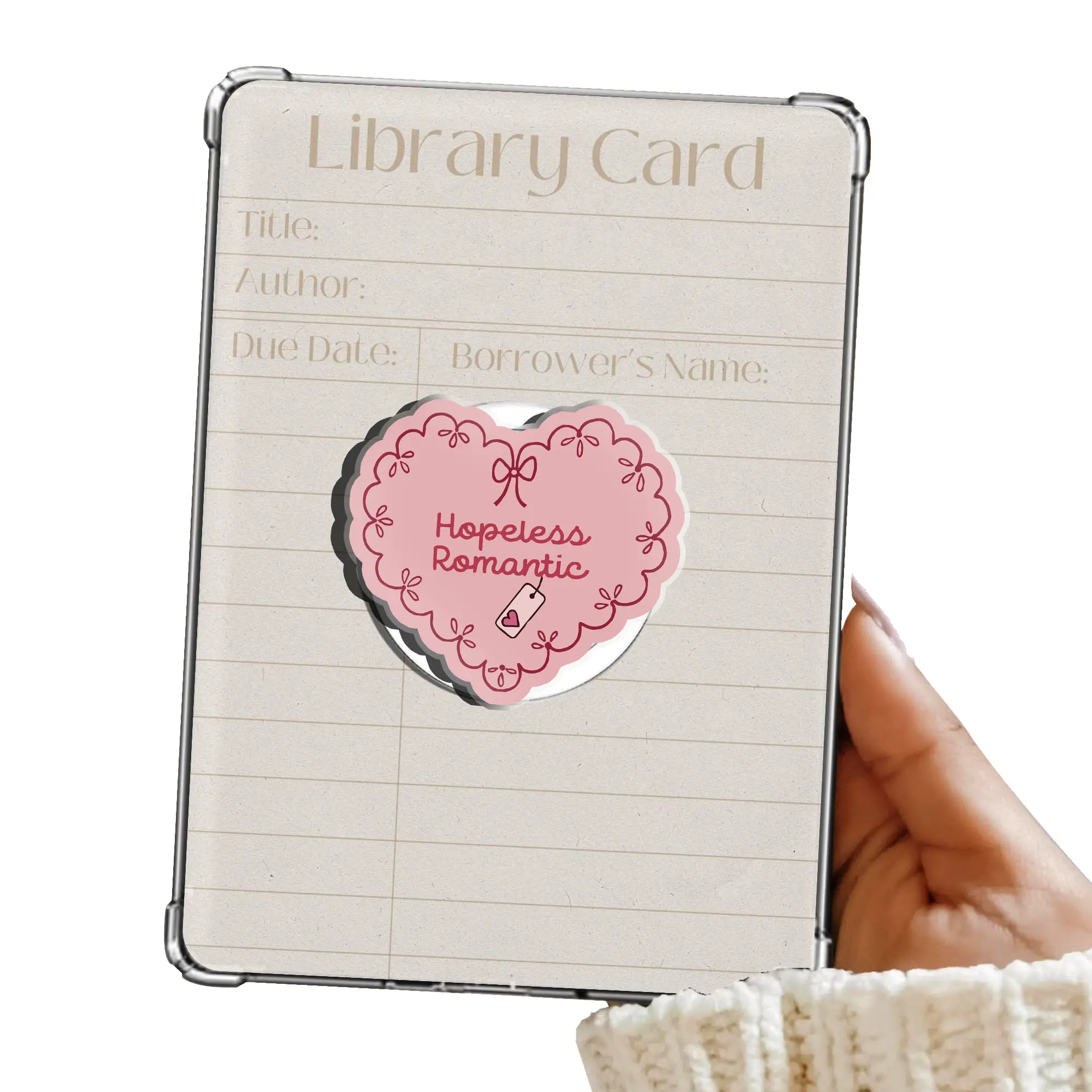 Hopeless Romantic Coquette Pink Heart Bow Magnetic Pop Socket Kindle Grip Cute Adorable MagSafe Phone Grip Phone Holder Magnetic Pop Socket Phone Kindle Grip Popsocket