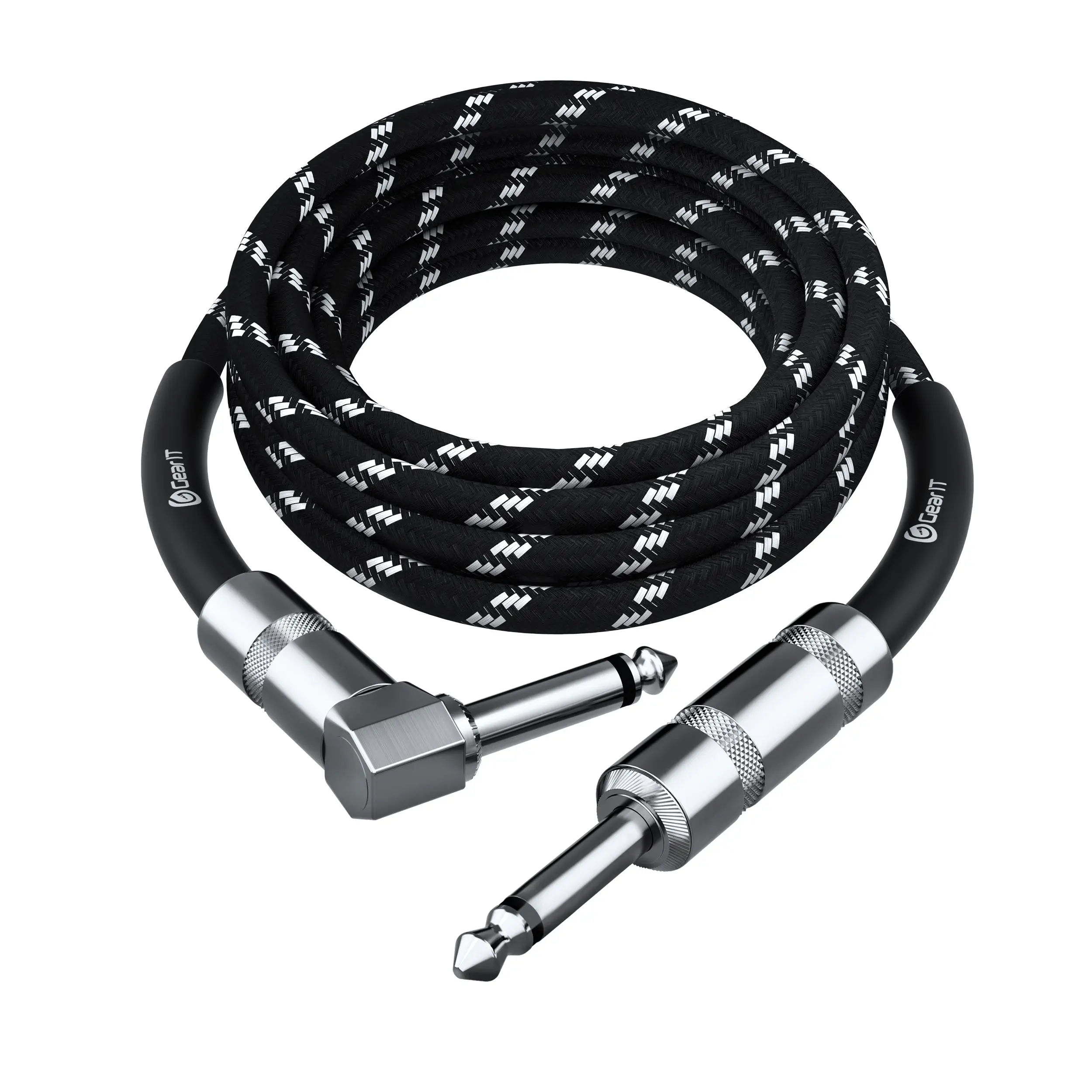GEARit Right Angle to Straight 1/4 Inch Male to Male Guitar Instrument Cable, Black bass guitar GEARit Right Angle to Straight 1/4 Inch Male to Male Guitar Instrument Cable, Black bass guitar