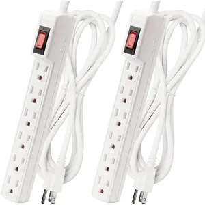 Power Strip Surge Protector 15 FT - 6 Outlets, 1875W/15A 90 Joules, Overload & Surge Protection, Wall Mount for Home Office, ETL Listed White, 2 Pack