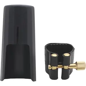 PU Leather Alto Saxophone Ligature Clip Fastener with Saxophone Mouthpiece Plastic Cap For Alto Sax Saxophone