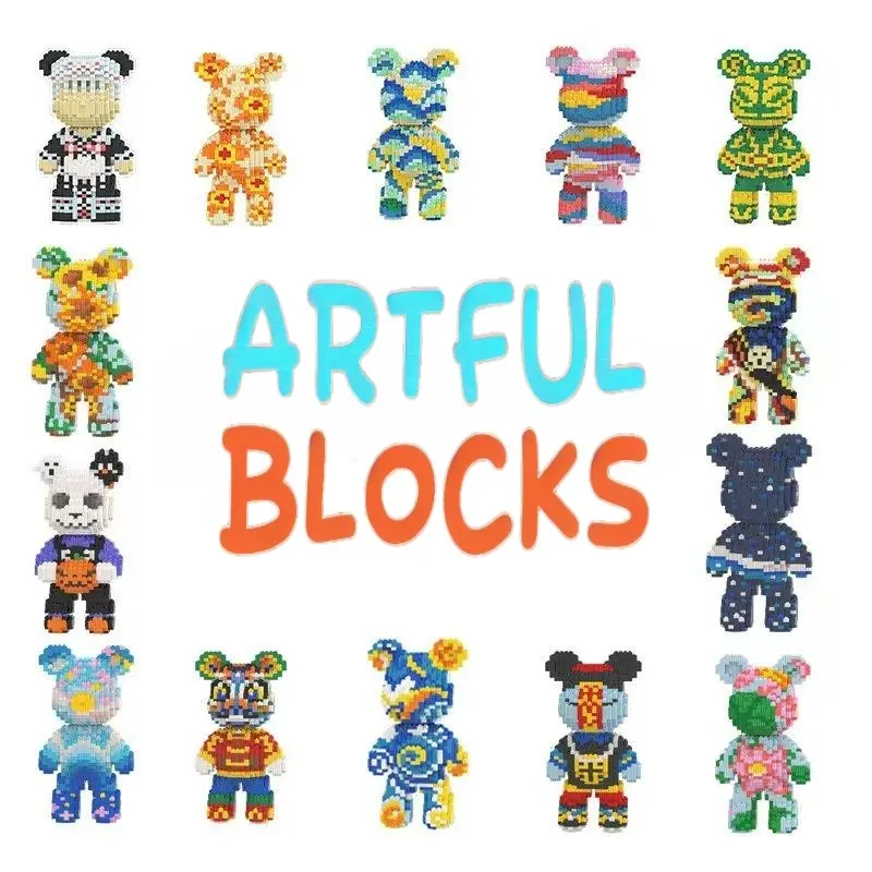 Surprise Bear Lucky Miniature Building Block Set, Desk Decoration, Birthday Christmas New Year Gift, Home Decor, DIY Craft Kit, Diy Building Model, Building Blocks Set, Building Sets