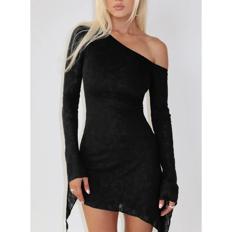 mesh ruched bodycon dress long sleeve Ruched Mesh Bodycon Dress Navy / S