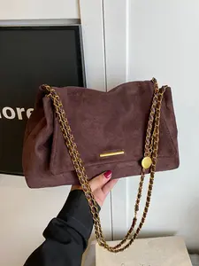 Women's PU Suede Handbag, Retro Style Large Capacity Shoulder Bag with Magnetic Closure, Ideal for Office, School and Travel