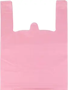 T Shirt Bags, Pink Plastic Bags with Handles for Grocery and Retail, Bolsas De Plastico Para Negocio, 12x20 Inches (50 pcs)