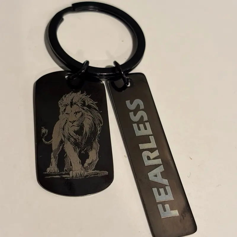 Black Lion Keychain, Custom Name Engraving Accessory, Personalized Gift for Loved Ones. Backpack keychain