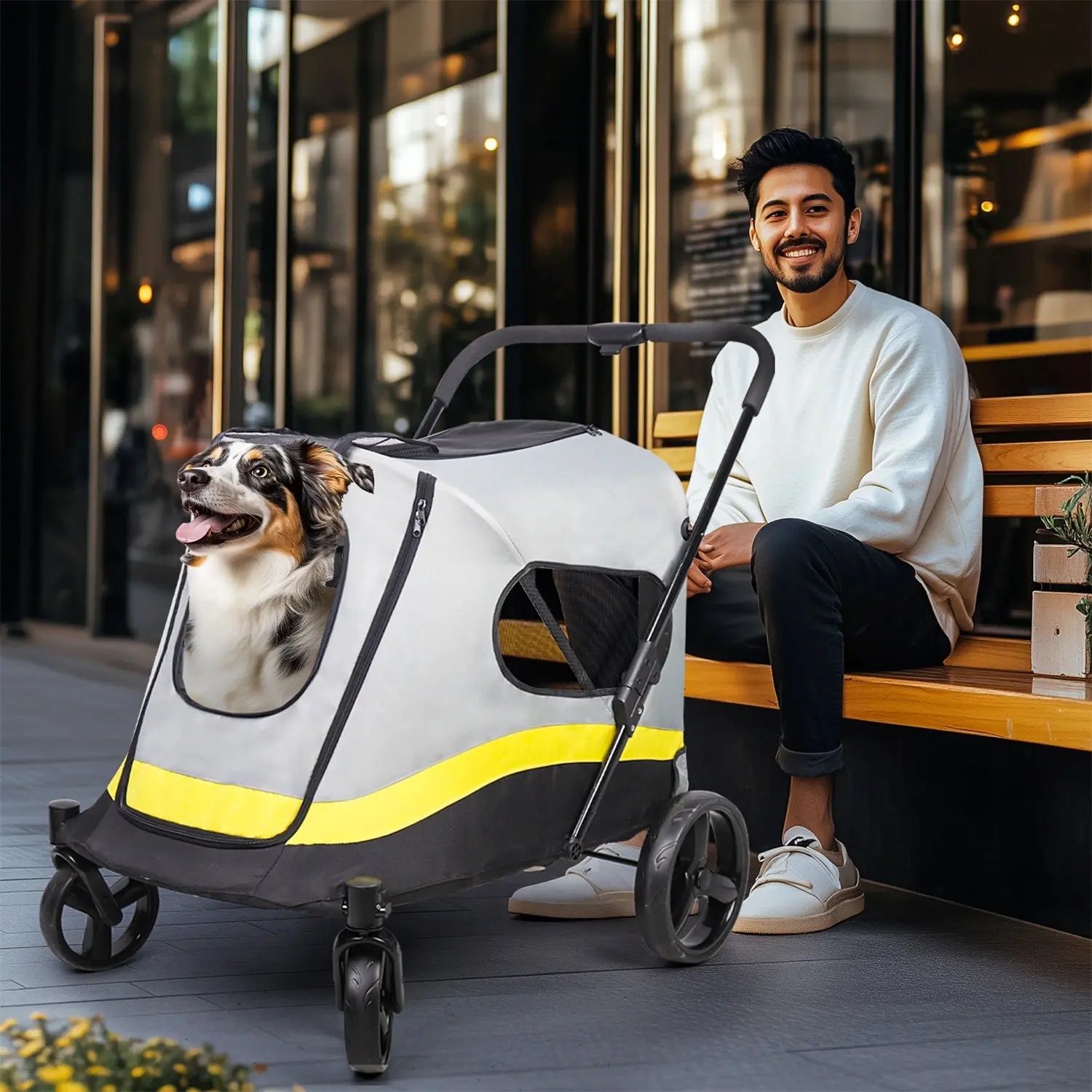 One-Click Folding Pet Stroller for Large Dogs or Cat