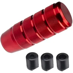 Aluminum Gear Shift Knob – 3.74" Red Manual Shifter Knob with M8, M10, M12×1.25 Adapters, Universal Fit for Manual Cars & Trucks