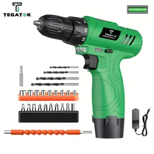 Tegatok Cordless Drill,12V Cordless Drill With Battery And Charger, Variable Speed And 18+1 Torque Setting,  For Drilling And Screwing, Repair Tool