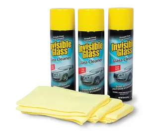 Invisible Glass Premium Aerosol Glass Cleaner Spray Kit Includes 3 Premium Aerosol Glass Cleaner Spray, 3 Waffle Weave Microfiber Towels for Streak-Free Auto Glass Windows, Windshields & Mirrors