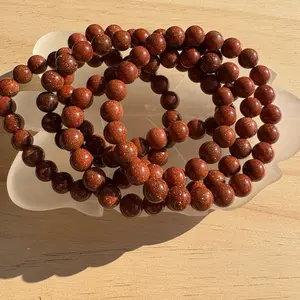 Gold Sandstone Bracelets - Handmade Natural Gemstone Bracelet with Beautiful Sunlight Reflections