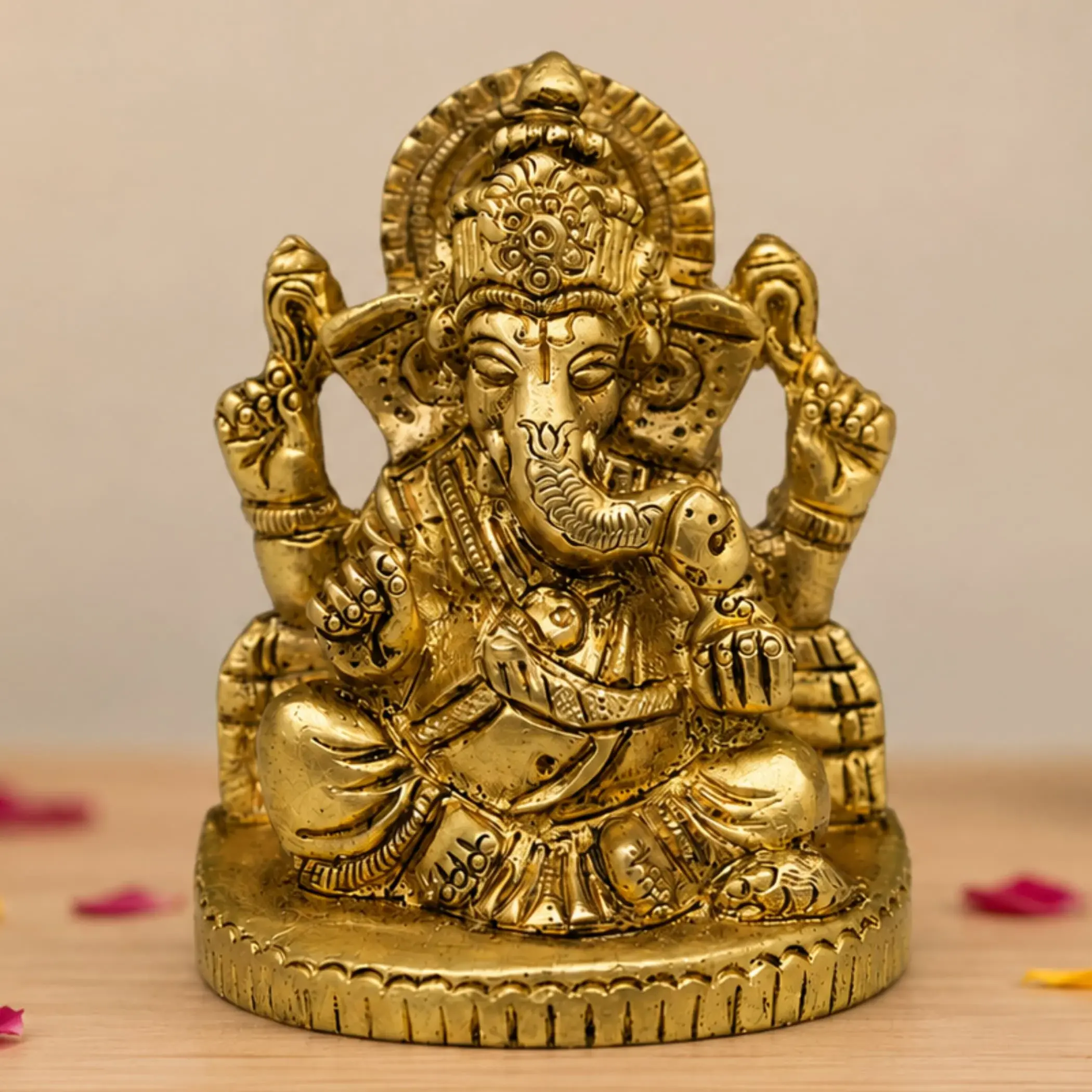 Sacred Brass Ganesha Idol | Intricately Detailed Deity Statue for Pooja, Diwali, Home, Car | Cherished Gift | Auspicious Decor