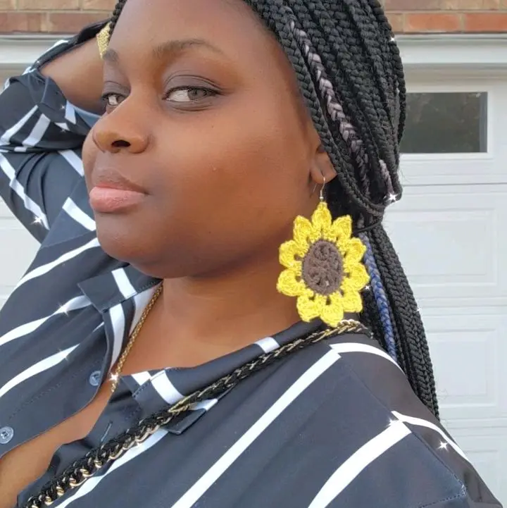 Sunflower crochet earrings