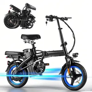 F12 1200W Peak Folding Electric Bike for Adults, 25MPH, 30-45 Miles Range, 48V 15Ah Battery, 14" Portable Mini Ebike with Dual Disc Brakes & Full Suspension, Compact Commuter E-Bike