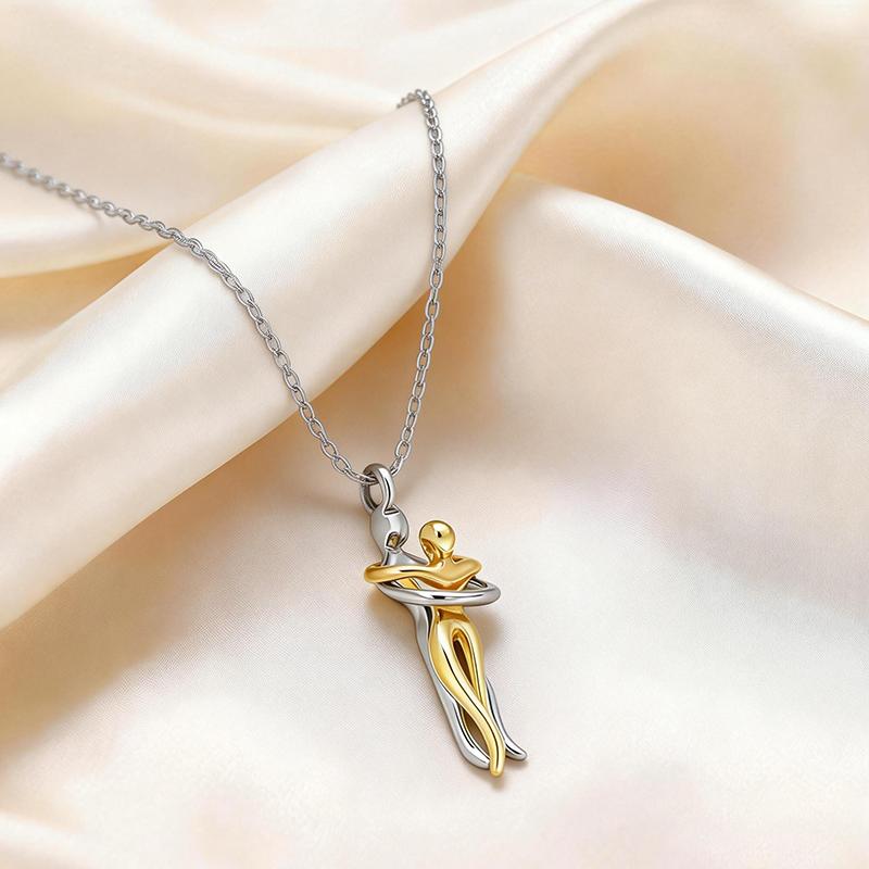 Couple Hug Necklace for Women – Romantic Christmas Gift from Boyfriend or Husband | Ready Gift Box & Love Note | Anniversary, Birthday Jewelry