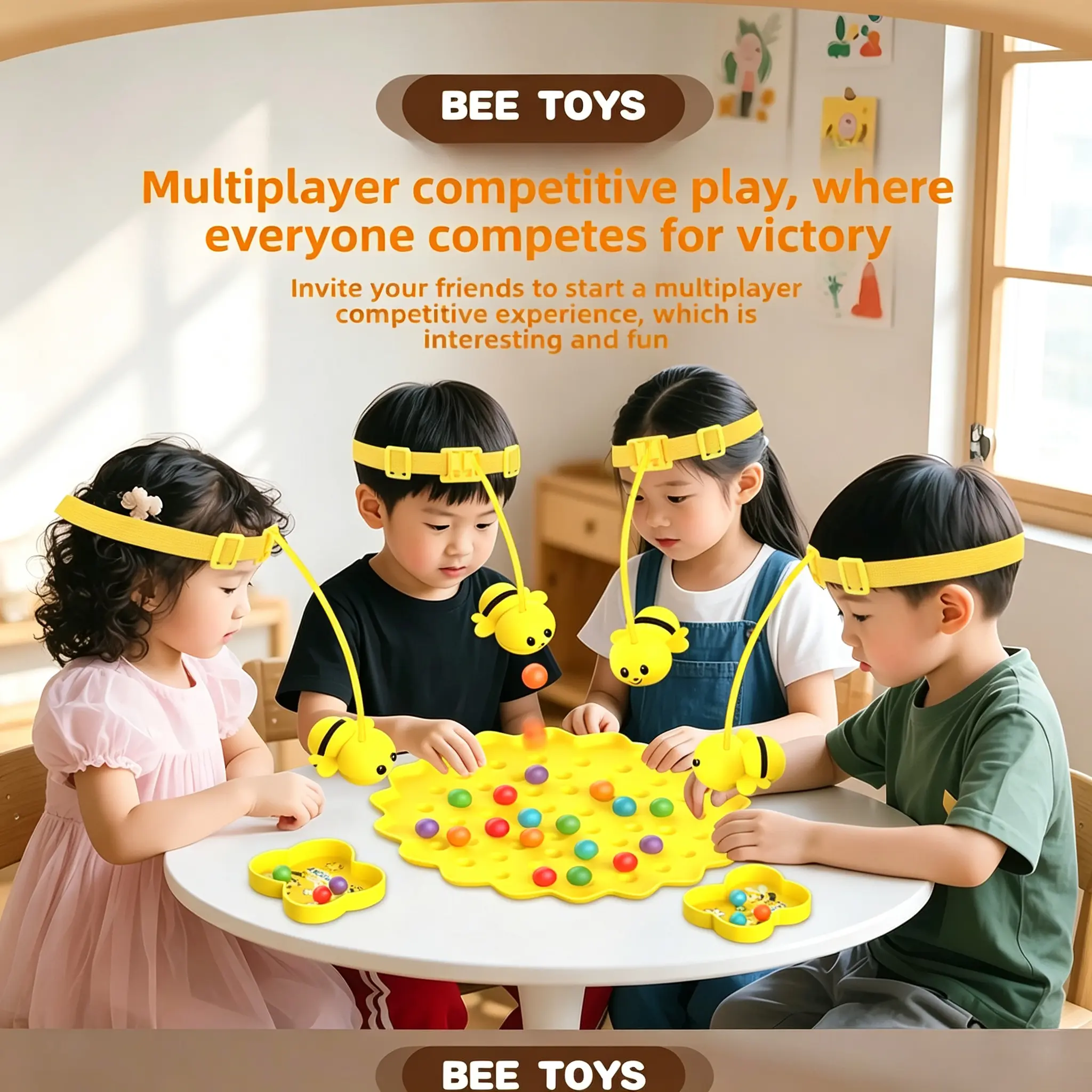 SKYQITIAN Magnetic Bee Fishing Board Game - Tabletop Games, Magnetic Board, Animal-Themed Early Learning Cognitive Play Aid, Parent-Child Bead-Collecting Interactive Boredom Buster for All Ages