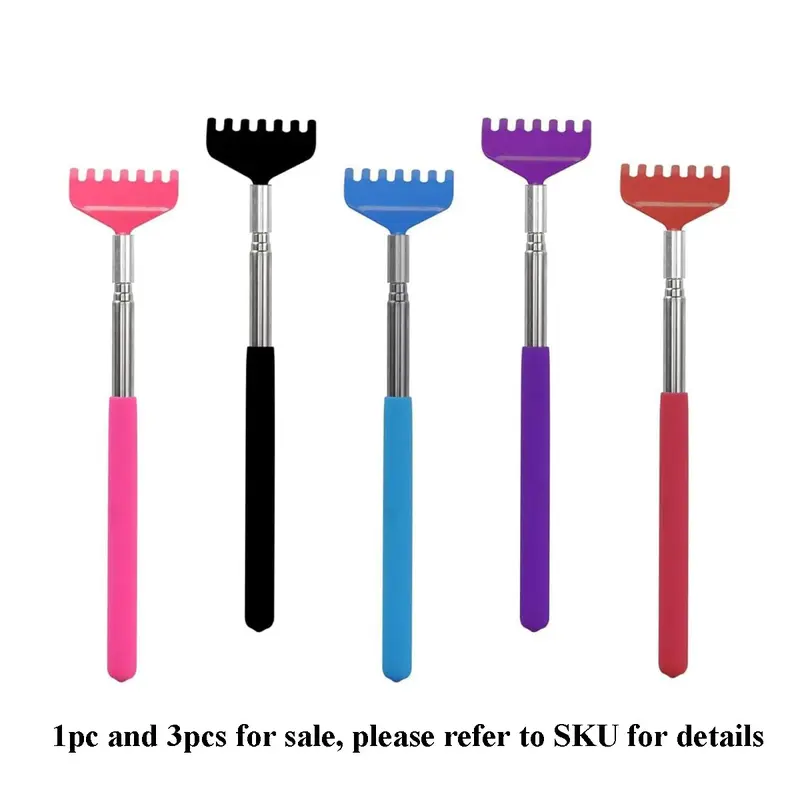 1pcs|3pcs Extendable Adjustable Back Scratcher - Portable Telescoping Metal Back Scratchers/Hand Massager with Soft Rubber Handles for Body Care, Holiday Gift Massagers, Thanksgiving, Birthday, Christmas Gifts