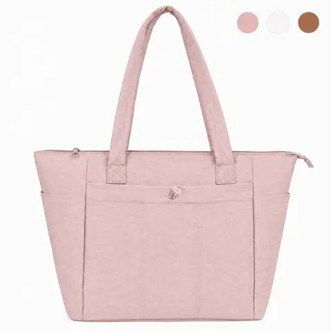Nylon Casual Minimalist Textured Shoulder Tote Bag - Large Capacity, Lightweight Multi-Compartment Work & Everyday Bag for Commuters (Great Gift for Her)