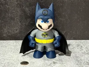 Retro Game-Inspired Hero in Dark Vigilante Costume – 3D Printed Figure