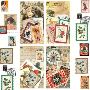 Vintage Postage Stamps Sticker, 240pcs/set Decorative Stamp Sticker, Adhesive Sticker for Scrapbooking Bullet Planners DIY Art Crafts Calendars Notebook Travel Journal