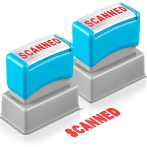 2 Pcs Pre Inked Self Inking Duplicate Convenience Stamps for Office, Red Ink, 1.38 x 0.51 Inch(Scanned)