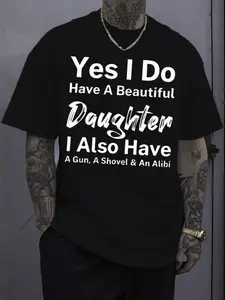 100% Cotton Women's T - shirt, Beautiful Daughter & Gun Shovel Alibi Printed T - shirt, Casual Style with Graphic Print, Comfortable and Soft Fabric, Trendy Design for Daily Wear