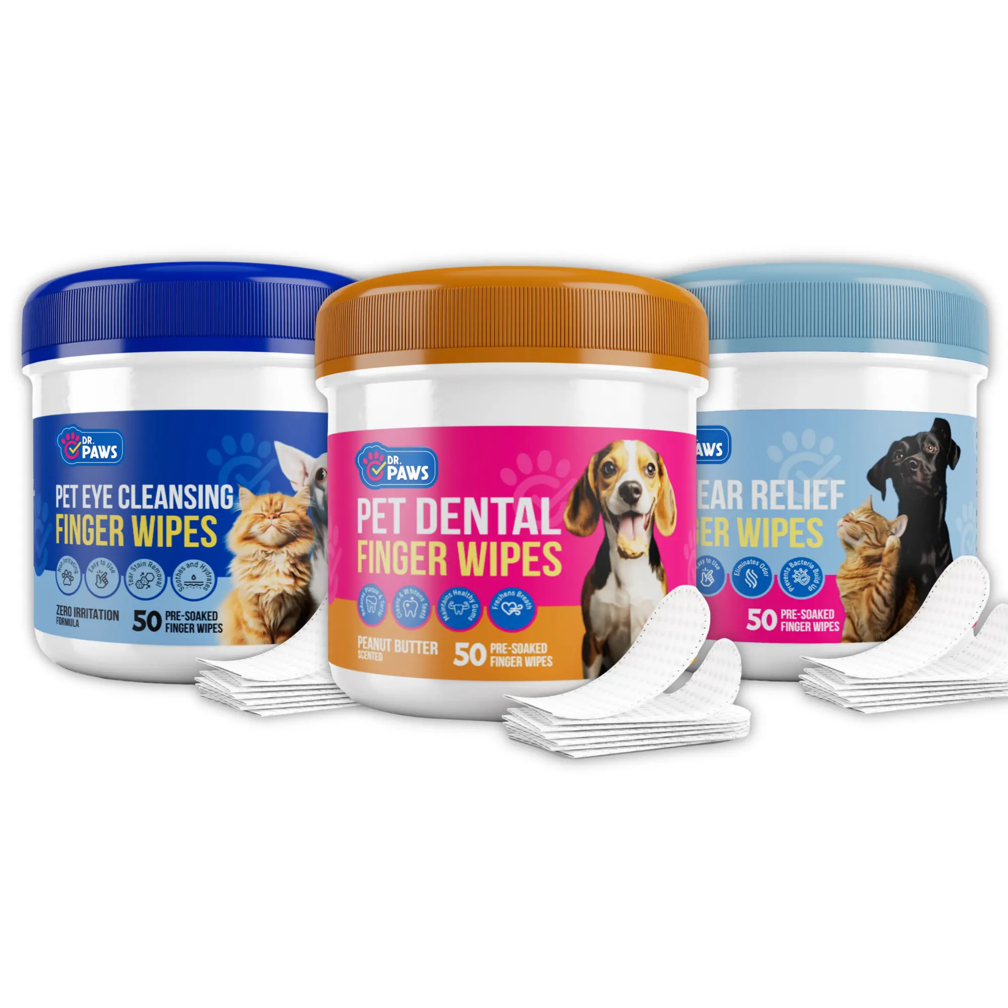 3 Pack - Dental Wipes (PB), Ear Wipes, & Eye Wipes