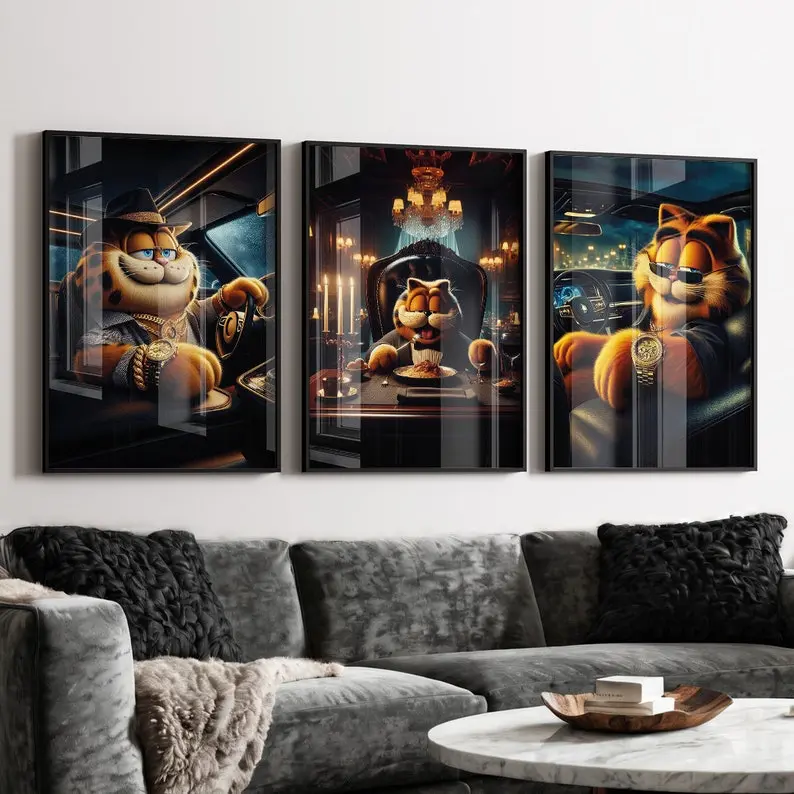 Wall Art Garfield Character 3 piece Table Set, Cartoon Décor