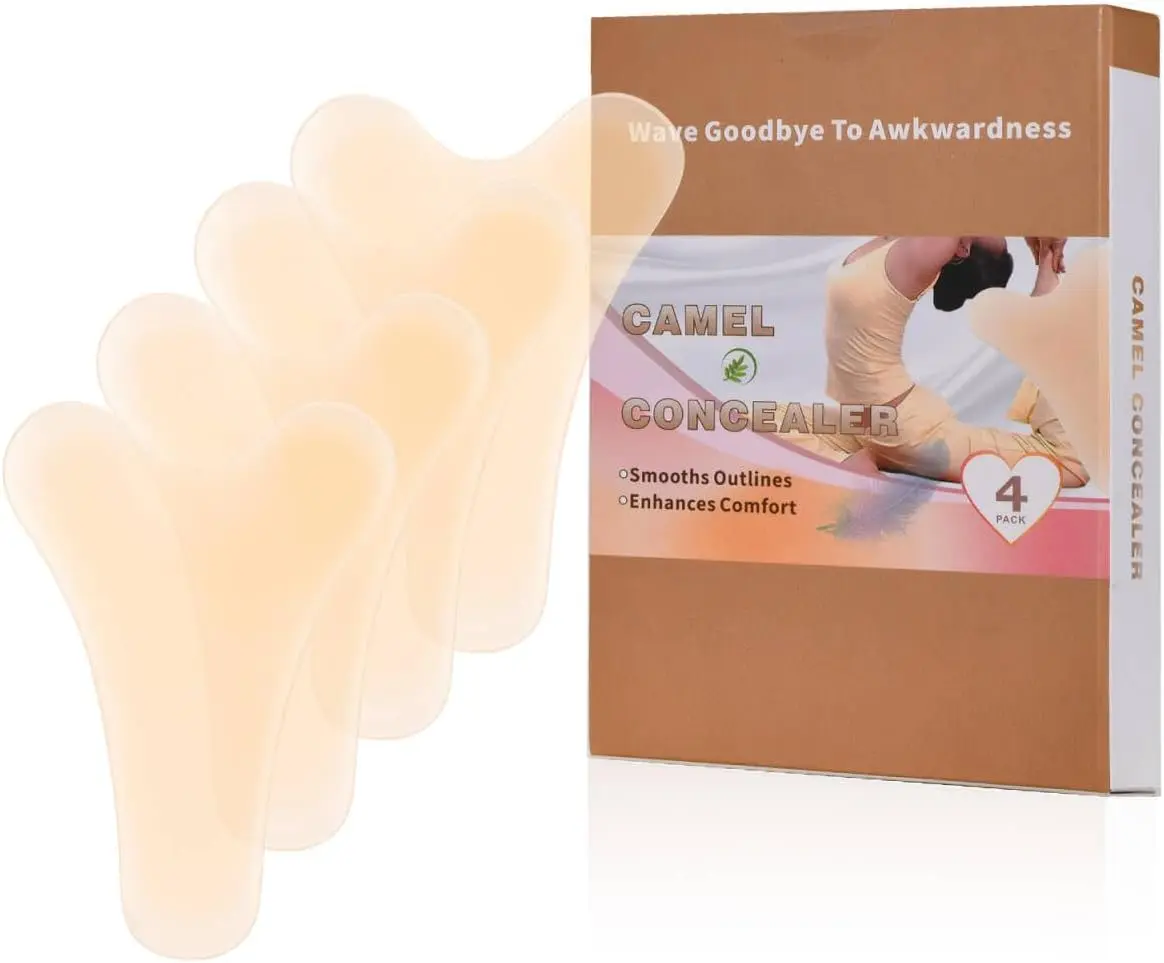 Camel Toe Concealer for Women, 4-Pack Reusable & Waterproof Silicone Adhesive Inserts for a Smooth, Seamless Fit in Leggings & Bikinis, Thong, Cosmetic, Accessories, Lady, Adhesive Body Tape Bra Inserts & Padding, Workouts, Invisible Holder Bra Inserts &
