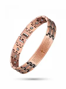 Men's copper cross bracelet, magnetic bracelet, adjustable link bracelet, a gift for boyfriend, Easter gift.