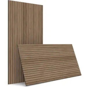 4-  Slat Wall Panel for Interior Wall Decor Noise Cancelling .2" x 23.6" Peel and Stick Acoustic Decorative  Sound Absorbing Wall Paneling, Walnut