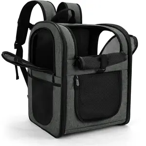 Pet Carrier Backpack for 4-18lb Cats and Dogs, Puppies, Safety Features and Cushion  Support | for Travel, Hiking, Outdoor Use (Gray)