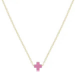 E Newton 16" Signature Cross Small Necklace Bright Pink
