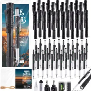 Lewtemi 24 Sets Father's Day Christian Gift Man of God Flashlight 6 in 1 Multi Tool Pen Small Pocket Gift for Men Bible Verse Card for Adult Dad Religious Church Sunday Supplies Not Include Batteries