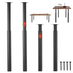 Adjustable Table Legs, 28-43.3 In, Steel Furniture Legs, 1200 Lbs Max Load, Heavy Duty, Quick Installation, Ideal For Home Office Desks, Diy Projects, Coffee Tables, Dining Tables, Bar Tables, Workbenches, Set Of 4, Black