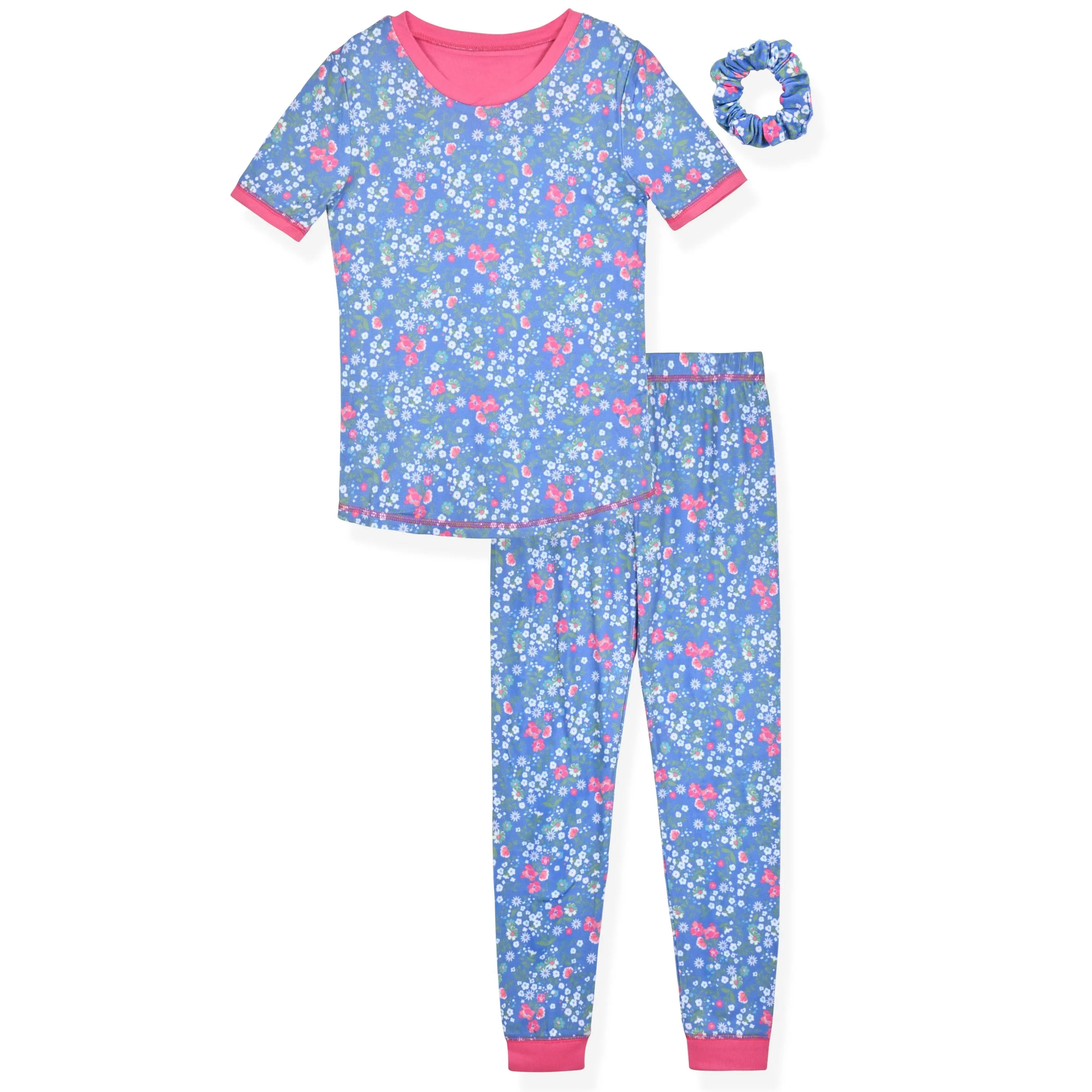 Girls 2-Piece Super Soft Jersey Snug Fit Pajama Set- Delicate Florals.