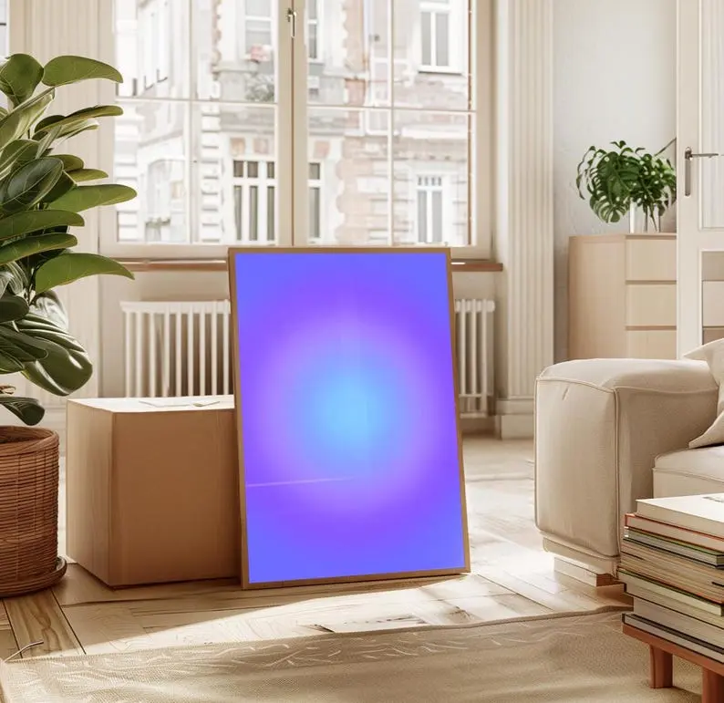 Aura Print No.13 Purple and Blue Aura, Trendy Wall Art, Aesthetic Room Decor, Gradient Art Print, Spiritual Poster - No Frame