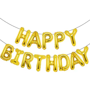 Gold Happy Birthday Balloons 16 Inch Mylar Foil Letters Balloons Happy Birthday Banner for Kids Child Adults Boys Girls Happy Birthday Sign Birthday Party Decorations Supplies