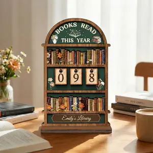 Vintage Book Read Tracker, Personalized Book Lover Gift, Reading Tracker, Books Read This Year Counter, Reading Lover Gift, Library Decor