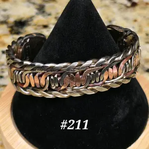 #211 Copper SS  6 1/8" x 3/4" Cuff Bracelet Handmade Artisan Jewelry Unisex Gift Ready Comfortable Daily Wear Open Cuff Design
