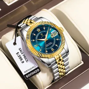 GOHUOS Luxury Fashion Wristwatch Waterproof Luminous Chronograph Watch for Men Date Men Watch Quartz Stainless Steel Men's Watches luxury watch wrist with free gift