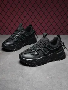 Men's Fashionable Lace Up Low Top Sneakers, Casual Comfortable Breathable Sports Running Shoes, Male All-match Round Toe Chunky Sneakers for Daily Life,  Men Sneakers, Running Athletic Shoes, Workout Sneakers