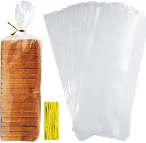 Clear Bread Bags with Ties 30 Reusable Plastic Bags Homemade Bread and Bakery Use 50 Adjustable Ties