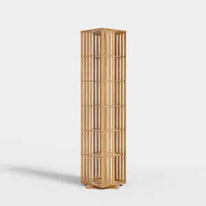 Rotating Bookshelf Tower, 360 Display Spinning Bookcase, Bamboo Bookshelf Floor Standing Storage Rack, Wood Narrow Book Shelf Organizer for Kids&Adults, Nature 6 Tier