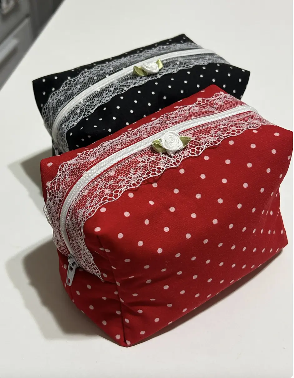 Red & Black Polka Dot Makeup Bags