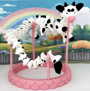 Cow Dragon 3D Printed Articulated Cow Dragon with Stand Adorable Poseable Fantasy Collectible Figurine 20 Inches Fidget Desk Toy ACD001-W