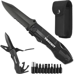 KTINEIC Multitool Pocket Knife, 16 in 1 Tactical Knife With Blade Saw Pliers Screwdriver Bottle Opener for Camping, Emergency, Daily Use, Perfect Birthday Christmas Gifts for Men Dad Husband adjustable band 10-piece magnetic wire external circlip torx