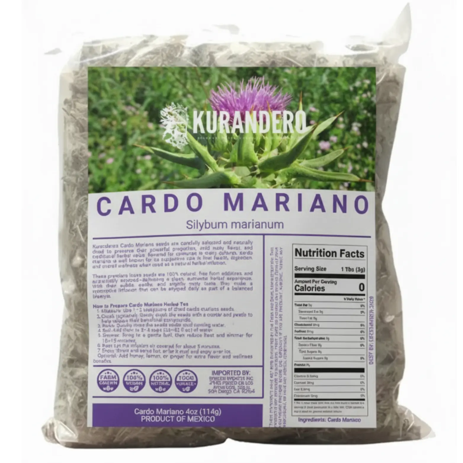 VIRAL KURANDERO Cardo Mariano Traditional Loose Leaf Tea - 8oz (226gr) 100% Natural Vegan Additive-Free Milk Beverage, Rich in Antioxidants, Supports Liver Health & Digestion, Soothing Flavor for Daily Wellness Boost